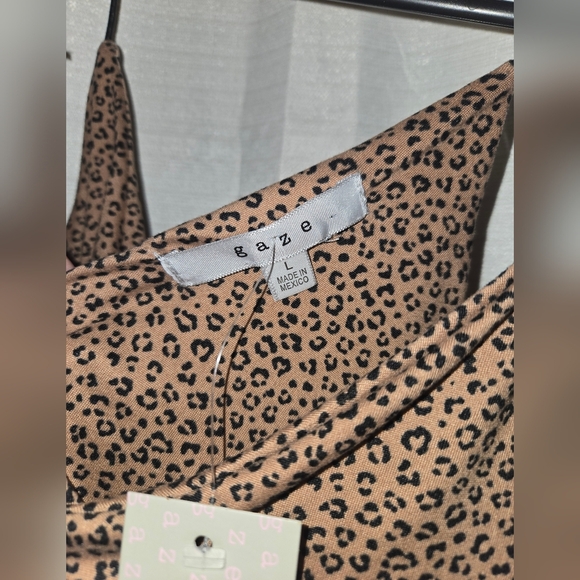GAZE Leopard Print Women's Top, Large, Spaghetti Strap Tank Top Soft NWT - Picture 3 of 5